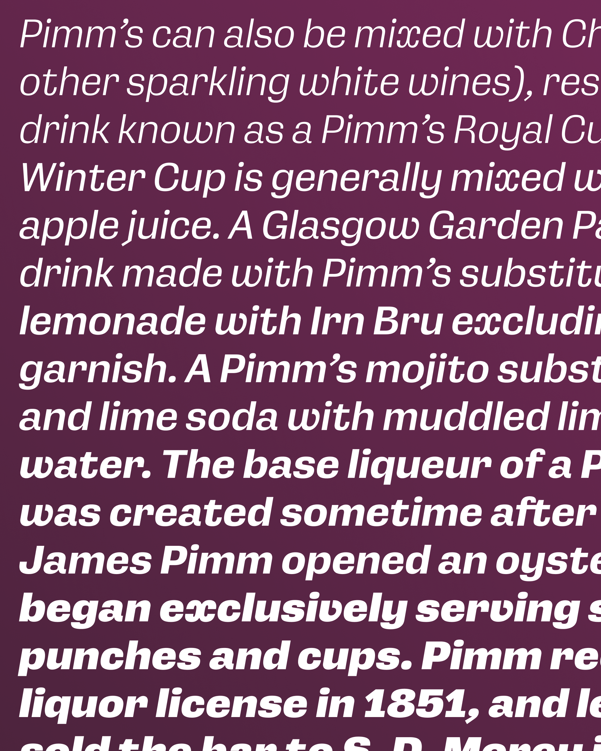 Gimlet sans italic sample 2000