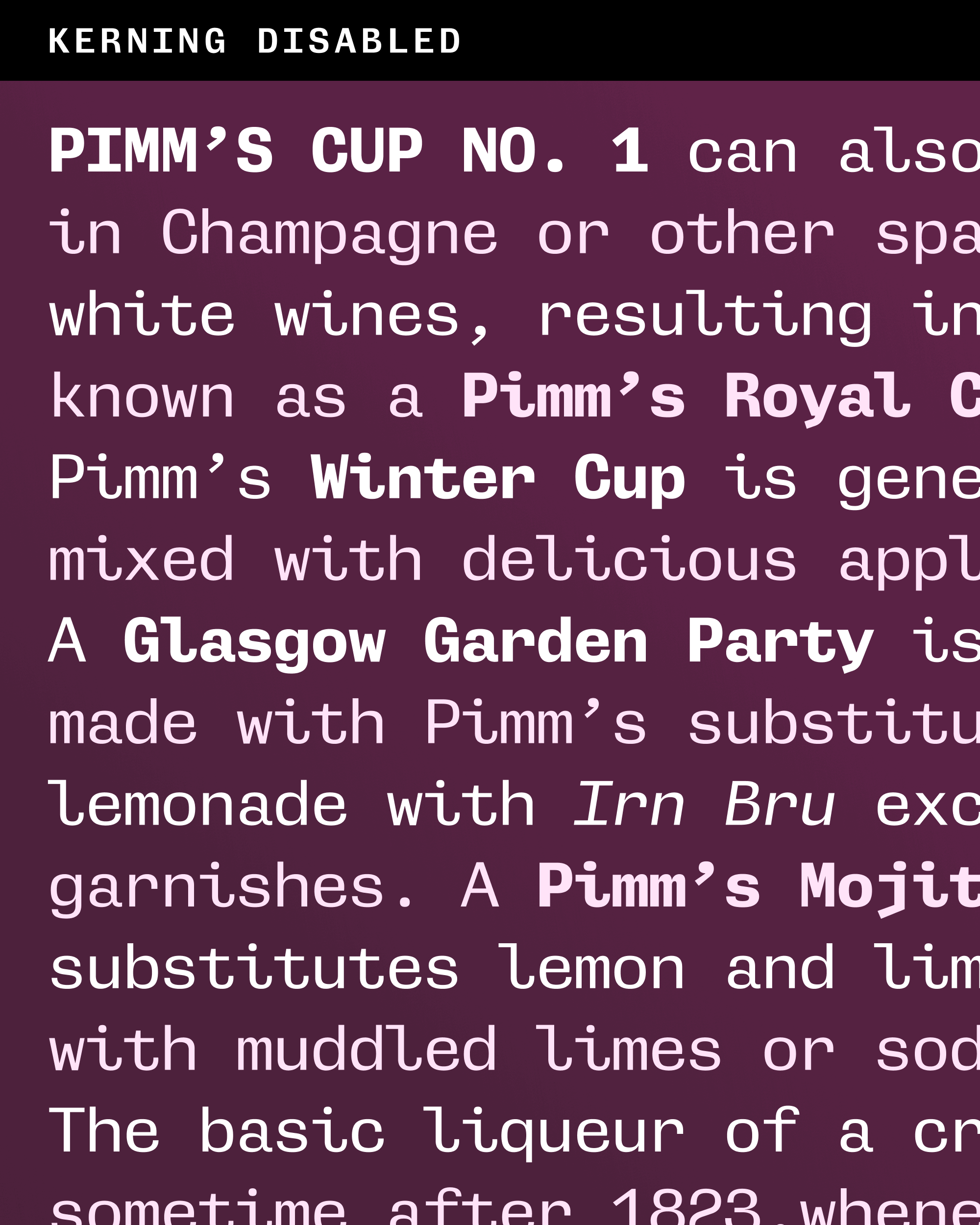 No kerning vs. shift-kerning vs. UnKerning