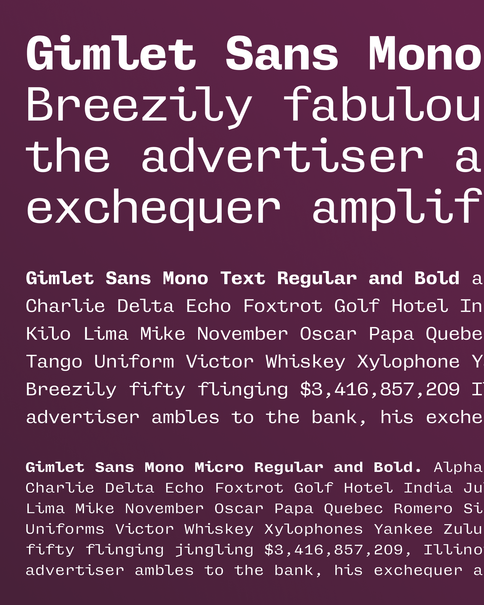 Gimlet sans mono opsz waterfall 1200