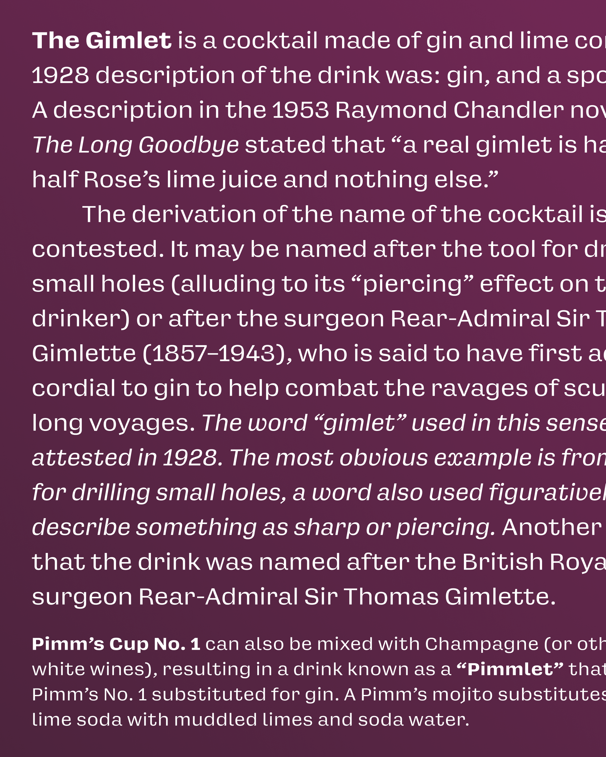 Gimlet sans text sample 2000